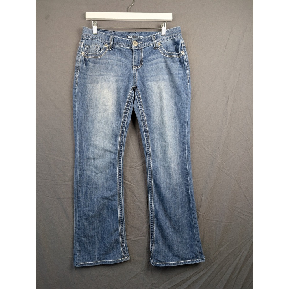 Maurices Women's Blue Bootcut Denim Jeans Size 7/8‎ REG Heavy Contrast Stitch